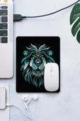 SonicTouch Mozaik Aslan Yeşil Pürüzsüz Yüzey Kaymaz Taban Dikişsiz Kenar Gamer Oyuncu Mouse Pad 19x23cm - 1