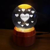 I Love You Tasarım Standlı Cam Küre - 1