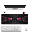 SonicTouch Prizma Kırmızı Petek Desenli Gamer Oyuncu Dikişsiz Sıvı Geçirmez Siyah Klavye Mouse Pad 32x70Cm - 2