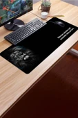 SonicTouch Kork Aslandan Gamer Oyuncu Dikişsiz Sıvı Geçirmez Siyah Klavye Mouse Pad 32x70Cm - 3