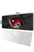 SonicTouch Japon Ying Yang Balığı Gamer Oyuncu Dikişsiz Sıvı Geçirmez Siyah Klavye Mouse Pad 32x70Cm - 1