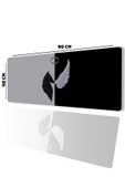 SonicTouch UltraGrand Melek ve Şeytan Kanatları Dikişsiz Xxl Gaming Oyuncu Masaüstü Siyah Beyaz Klavye Mouse Pad 40x90Cm - 1