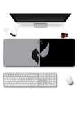 SonicTouch UltraGrand Melek ve Şeytan Kanatları Dikişsiz Xxl Gaming Oyuncu Masaüstü Siyah Beyaz Klavye Mouse Pad 40x90Cm - 2
