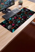 SonicTouch Renkli Çakıl Taşları Gamer Oyuncu Dikişsiz Sıvı Geçirmez Klavye Mouse Pad 32x70Cm - 3