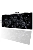 SonicTouch Siyah Gri Petek Desenli Gamer Oyuncu Dikişsiz Sıvı Geçirmez Klavye Mouse Pad 32x70Cm thumbnail 1
