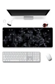 SonicTouch Siyah Gri Petek Desenli Gamer Oyuncu Dikişsiz Sıvı Geçirmez Klavye Mouse Pad 32x70Cm thumbnail 2