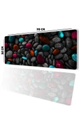 SonicTouch Renkli Çakıl Taşları Gamer Oyuncu Dikişsiz Sıvı Geçirmez Klavye Mouse Pad 32x70Cm - 2