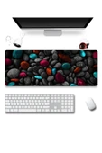 SonicTouch Renkli Çakıl Taşları Gamer Oyuncu Dikişsiz Sıvı Geçirmez Klavye Mouse Pad 32x70Cm - 1