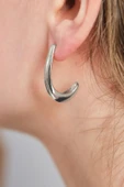 Silver Parlak Ay Küpe - 2