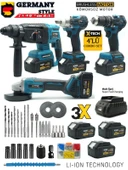Germany Style Akülü 4lü Set Avuç Taşlama, Kırıcı Delici Hilti, Somun Sıkma , Vidalama Matkap - 1