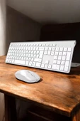 Beyaz Kablosuz Klavye Fare Seti Kablosuz Fare USB Alıcı PC Uyumlu - 5