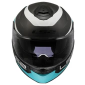 LS2 STROBE 2 VICTORY MAT TITANIUM-BEYAZ-METAL MAVİ KASK - 4