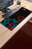 SonicTouch Renkli Kareler Siyah Gamer Oyuncu Dikişsiz Sıvı Geçirmez Klavye Mouse Pad 32x70Cm - 2