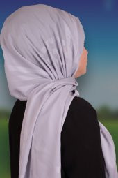 İkinciten Leya Soft Pamuk Şifon Şeritli Şal 190x75 cm Açık Gri - 1