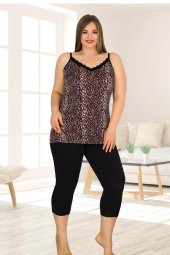 Lady 10560 Büyük Beden Kapri Pijama Takımı - Battal Pijama Takımları - 1