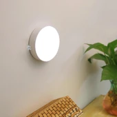 Hareket Sensörlü LED Gece Lambası Kablosuz Yuvarlak USB Şarjlı Gece Lambası 3 Adet - 2