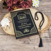 Hediyelik Yasin Kitabı 10 Adet ( Ciltli) İsme Özel, İnci Tesbih, Tül Keseli Mevlid Seti-Siyah - 2