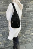 Unisex Siyah Suya Dayanıklı Krinkıl Çapraz Askılı Vücut Ve Bel Çantası Kırinkıl Body Bag - 2