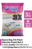 Space Bag 3 Adet 70x100 Vakumlu Poşet Seti + 1 Adet Çorap Hurcu - 1