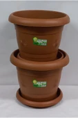 Hak Plastik 2 Adet Yuvarlak Saksı 3 Lt No 3 Yükseklik . Derinlik 20 Cm Genişlik 23. 19 . 15 Cm - 1