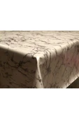 FANTASTIC Astarlı Silinebilir Pvc Muşamba Masa Örtüsü Gri Füme Mermer Desen 4-6-8-12 Kişilik - 1