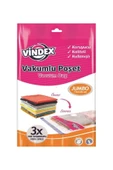 Vindex Vakumlu Giyisi Yastık Yorgan Saklama Torbası Poşeti Hurç - Jumbo - 73x130 Cm. - 3 Paket thumbnail 2