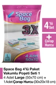 Space Bag 4 Adet 50x70 Vakumlu Poşet Seti ve  1 Adet Çorap Hurcu thumbnail 1