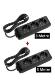 VİKO Avantajlı Paket Siyah Multilet Grup Priz Uzatma Kablosu (1 Adet 3'lü 3 Metre 1 Adet 3'lü 5 Metre - 2