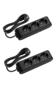 VİKO Avantajlı Paket Siyah Multilet Grup Priz Uzatma Kablosu (1 Adet 3'lü 3 Metre 1 Adet 3'lü 5 Metre - 1