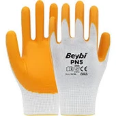 Beybi PN5 Nitril Eldiven Polyester Astarlı NO:10 XL Beden İş Eldiveni 12 Adet - 1