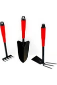 ÇEÇEN HOME Mini Hobi Metal Bahçe Seti Tırmık Çapa Kazma Kürek 3lü Bahçıvan Çiçek Bakım Seti - 1
