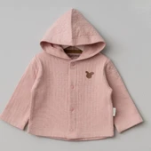 Bebitof Kapüşonlu Bebek Hırka 80153 Pudra - 1