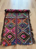 66x121 cm Küçük Boy Canlı Renkli Kilim, Geometrik ve Akrep Motifli, El Dokuma Vintage Kilim, Harika Ev Dekoru - 2