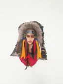 Maske Kızıldereli Duvar Süsleri Kızıldereli Tüylü 45 cm Büyük Maske Ev Dekor - 4