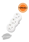 Wuvera 3'lü Topraklı Gölyat Grup Priz – Güvenli ve Dayanıklı Elektrik Kullanımı - 2