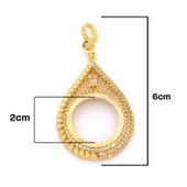 Yarım Altın Çerçeveli Kolye Ucu Altın Kaplama İşlemeli TGR-713 thumbnail 3