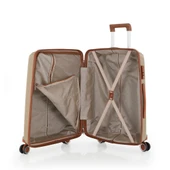 MÇS 3lü Set Kırılmaz Silikon Seyahat Valizi Bavulu V305 Şampanya/Kahve - 2