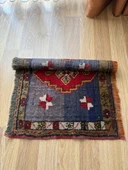 53x70 cm Küçük Türk Halı, El Dokuma Yün Halı, Giriş için Zemin Halısı, Vintage Bohem Ev Dekoru, Şık Küçük Halı - 3