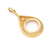 Yarım Altın Çerçeveli Kolye Ucu Altın Kaplama İşlemeli TGR-713 thumbnail 4