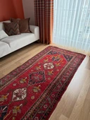 113x268 cm El Dokuma Yolluk, Mükemmel Durumda Yün Halı, Antika Anadolu Nadir Desenli Yolluk, Canlı Renkli Halı - 1