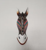 Ahşap El Yapımı Otantik Afrika Zebra 50 cm Maske Duvar Bahçe Cafe Süsleri - 5
