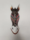 Ahşap El Yapımı Otantik Afrika Zebra 50 cm Maske Duvar Bahçe Cafe Süsleri - 3