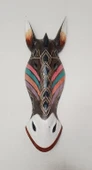 Ahşap El Yapımı Otantik Afrika Zebra 50 cm Maske Duvar Bahçe Cafe Süsleri - 4