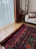 167x331 cm Türk Kilim Halısı, Canlı Renkler ve Koçboynuzu Motifi, El Dokuma Yün Halı, Antika Anadolu Kilim - 6