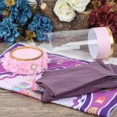 Hediyelik Çocuklar İçin Silindir Asetat Kutu (18×10), Seccade ve Kız Çocuk Eşarp Seti Pembe - 2