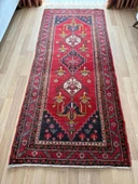 113x268 cm El Dokuma Yolluk, Mükemmel Durumda Yün Halı, Antika Anadolu Nadir Desenli Yolluk, Canlı Renkli Halı - 8