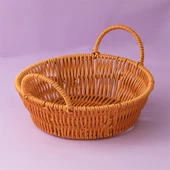 Porsima 304-D Yuvarlak 3'lü Hasır Sepet Dekoratif Ev Düzenleyici Kendinden Kulplu Hasır Sepet Seti Banyo Düzenleyici Sepet - 4