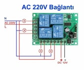 433MHz RF 4 Kanal Röle Modül DC 12V 4 Buton Kumanda Kablosuz Motor Pompa Fan Lamba Perde Akıllı Ev Garaj Bariyer Kapı Kontrol - 4