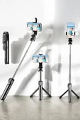 Tripod Kablosuz Bluetooth Bağlantılı Selfie Çubuğu 360 Derece Dönebilen - 2