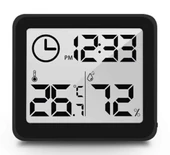 Saat Nem Sıcaklık Ölçer Zaman Hava Durumu Isı Gösterge Dijital Ekran Termometre Ev Oda Ofis Kuluçka Sera Depo Medikal thumbnail 1